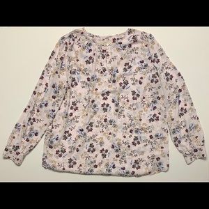 Loft - White Floral Sheer Blouse